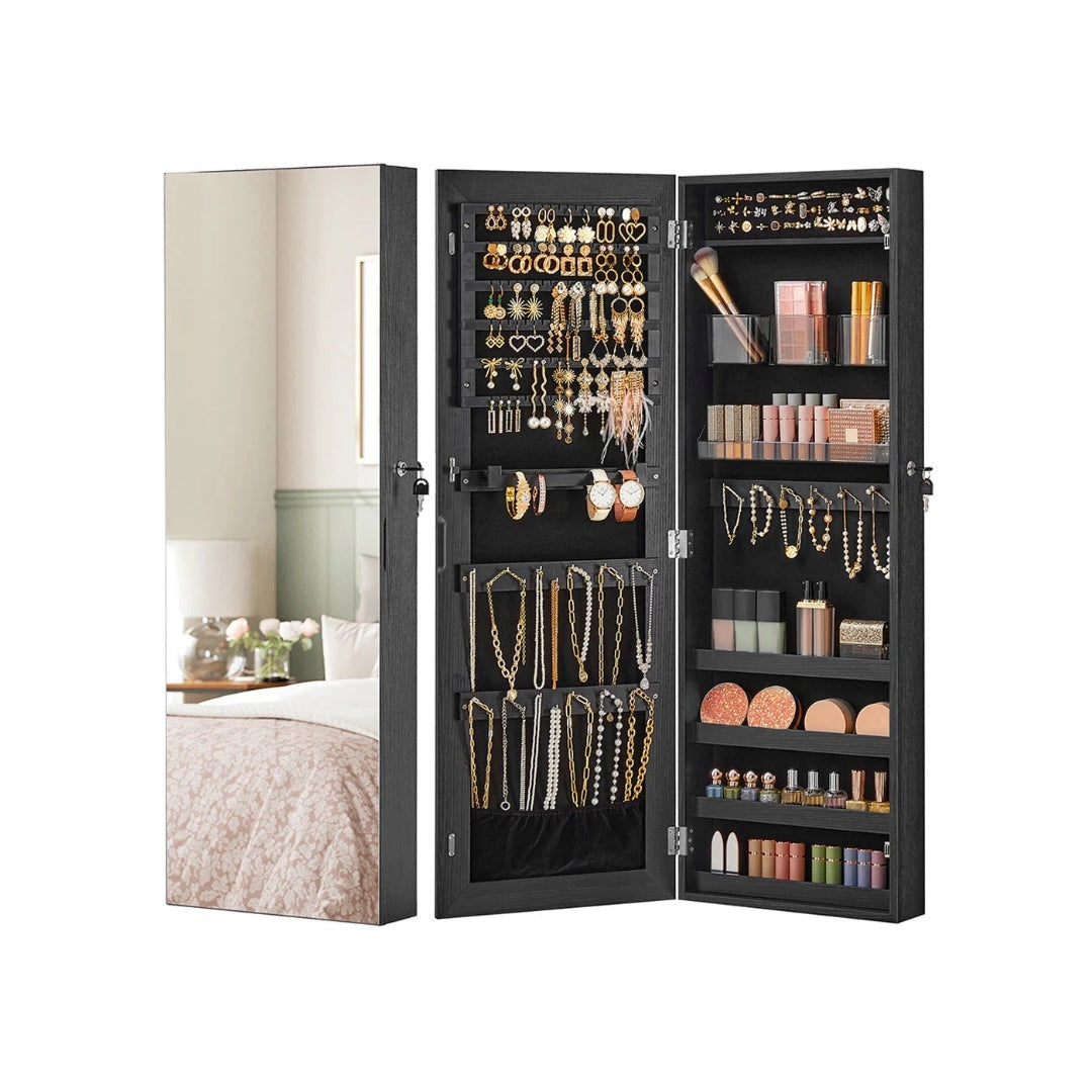 Mirror Jewelry Cabinet Armoire With Makeup Storage Organizer – product view 4 | Ridgefield Furniture