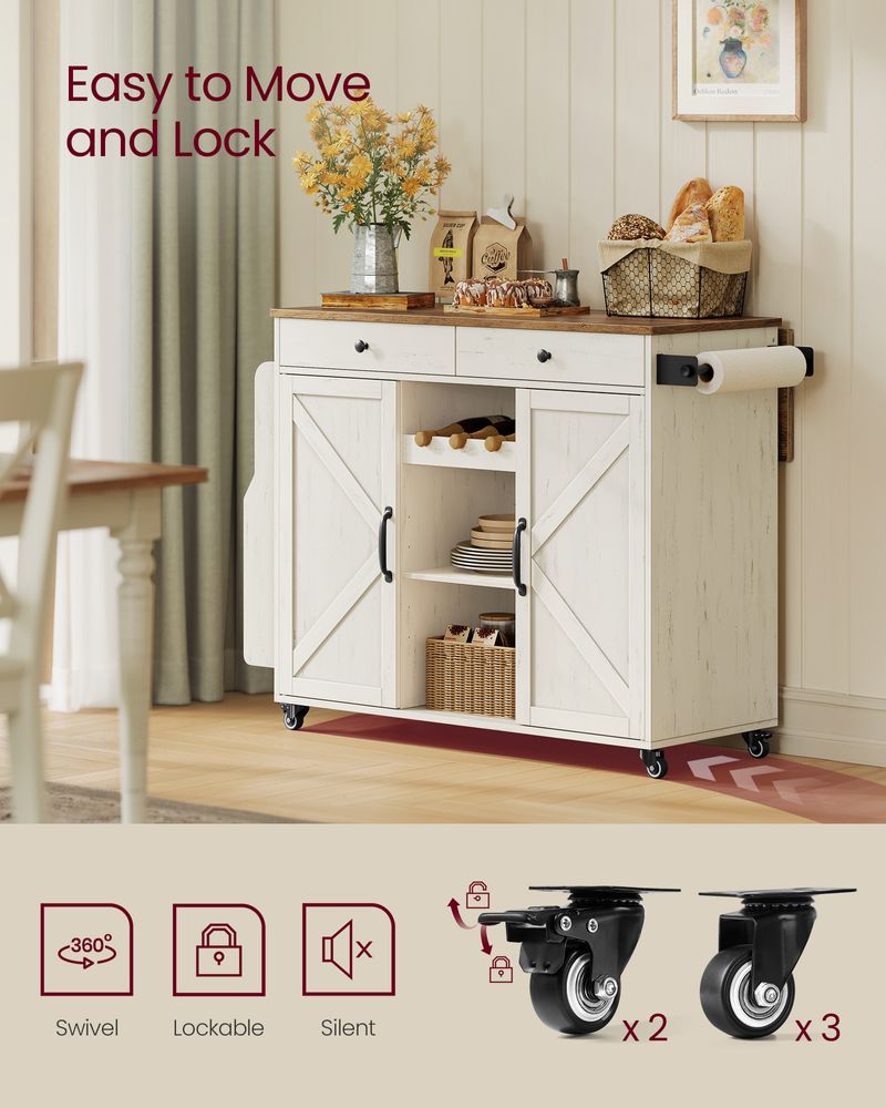 Mobile Kitchen Island With Drop Leaf, Portable Island With Spice Rack - product photo 04