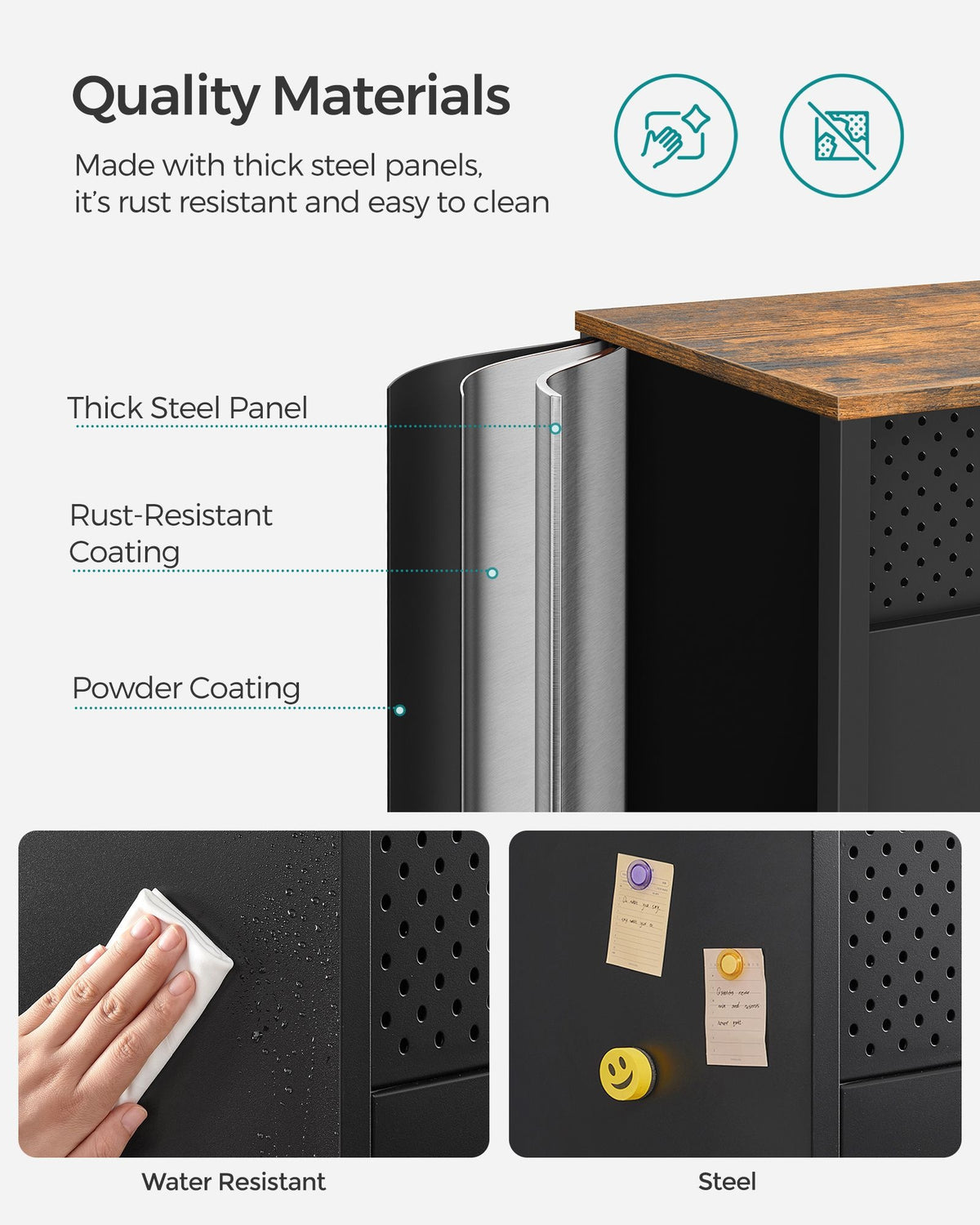 Modern Storage Chest With Pegboard Door, Multifunctional Storage Cabinet - product photo 30