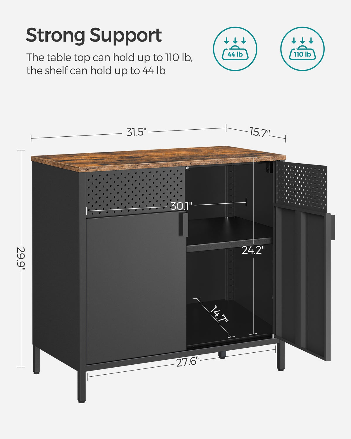 Modern Storage Chest With Pegboard Door, Multifunctional Storage Cabinet - product photo 31