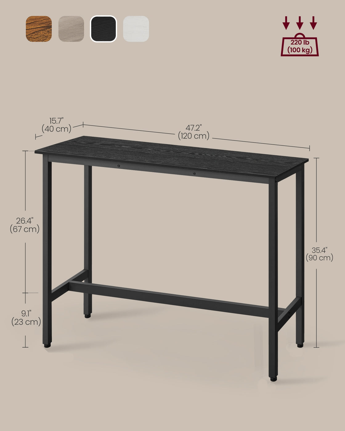 Narrow Bar Table With Metal Frame - product photo 06