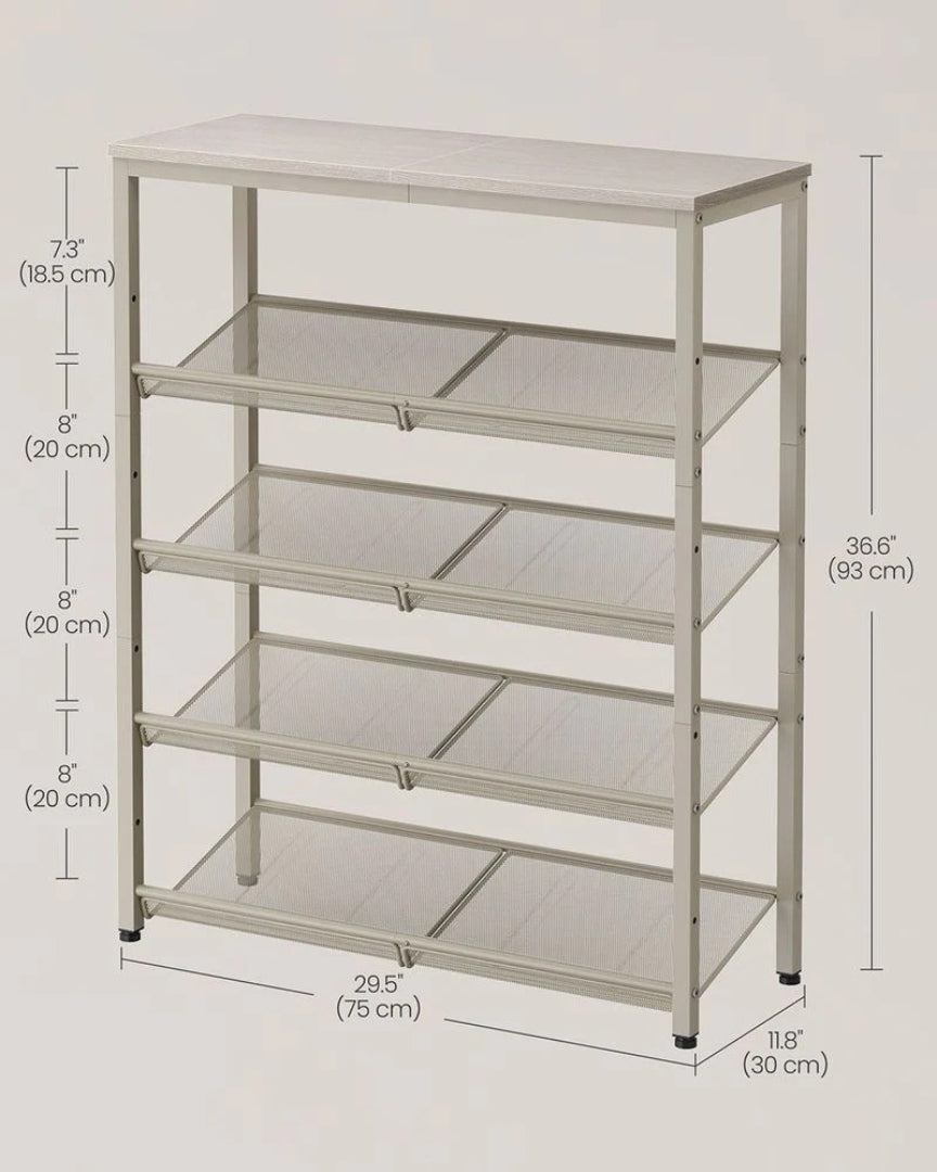 5 Tier Shoe Rack With Storage Shelves & Top Shelf Organizer – product view 8 | Ridgefield Furniture
