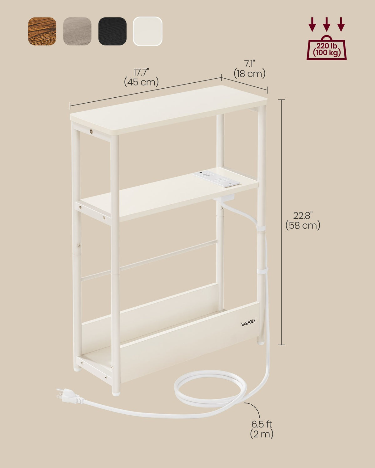 Narrow Side Table With Charging Station - product photo 06