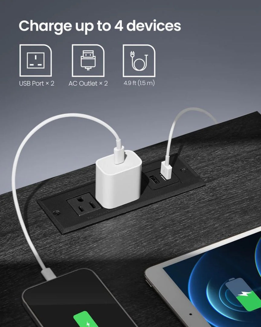 Nightstand With Charging Station And LED Lights Drawer – product view 11 | Ridgefield Furniture