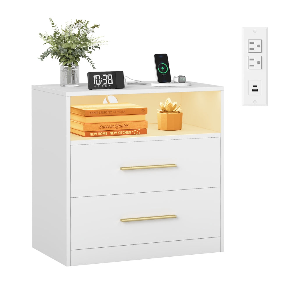 Nightstand With Charging Station, LED Lights - product photo 17