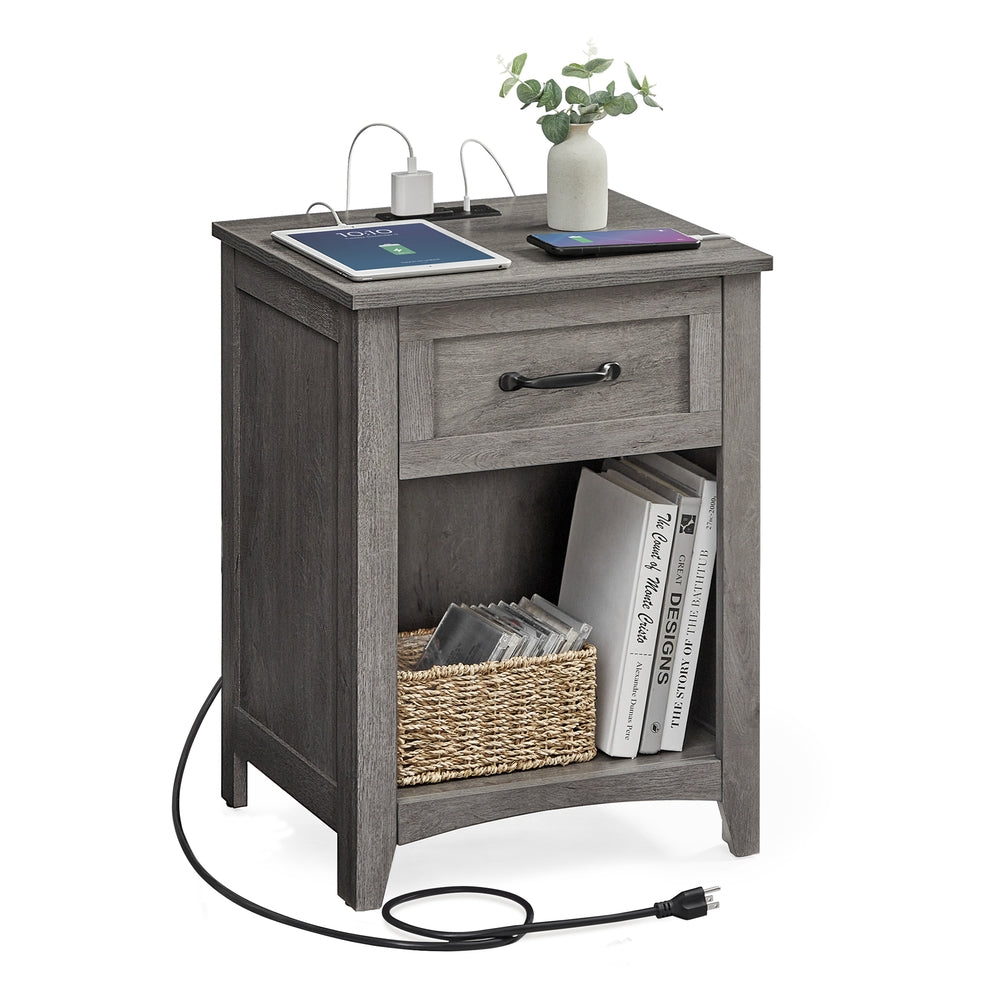 Nightstands With Charging Station And Open Compartment - product photo 01
