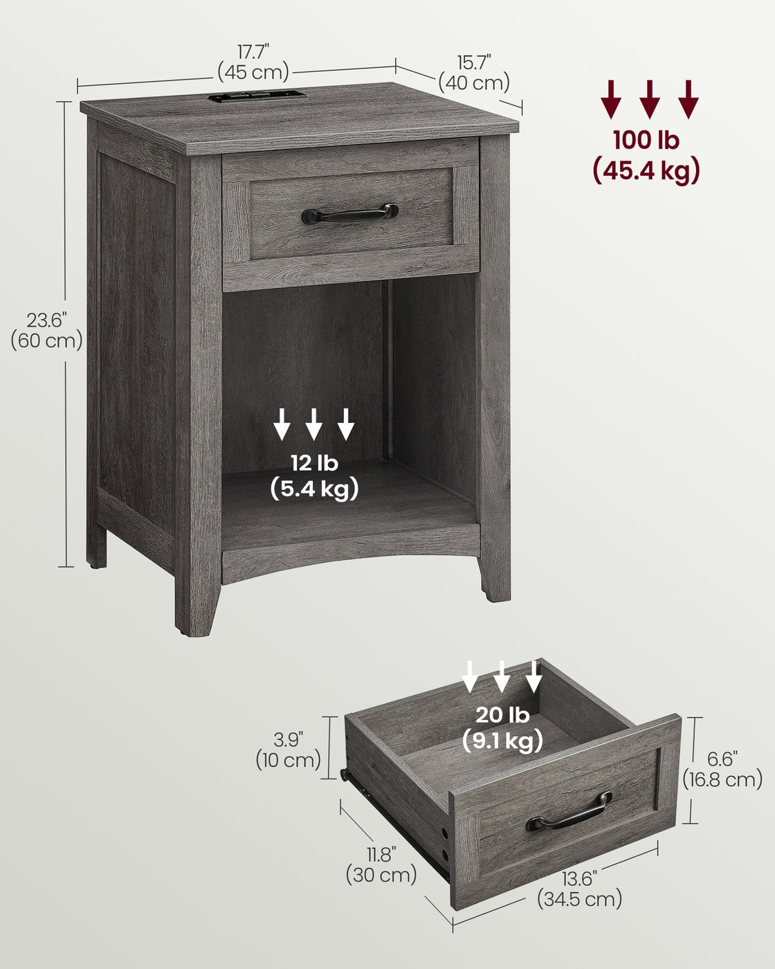 Nightstands With Charging Station And Open Compartment - product photo 06