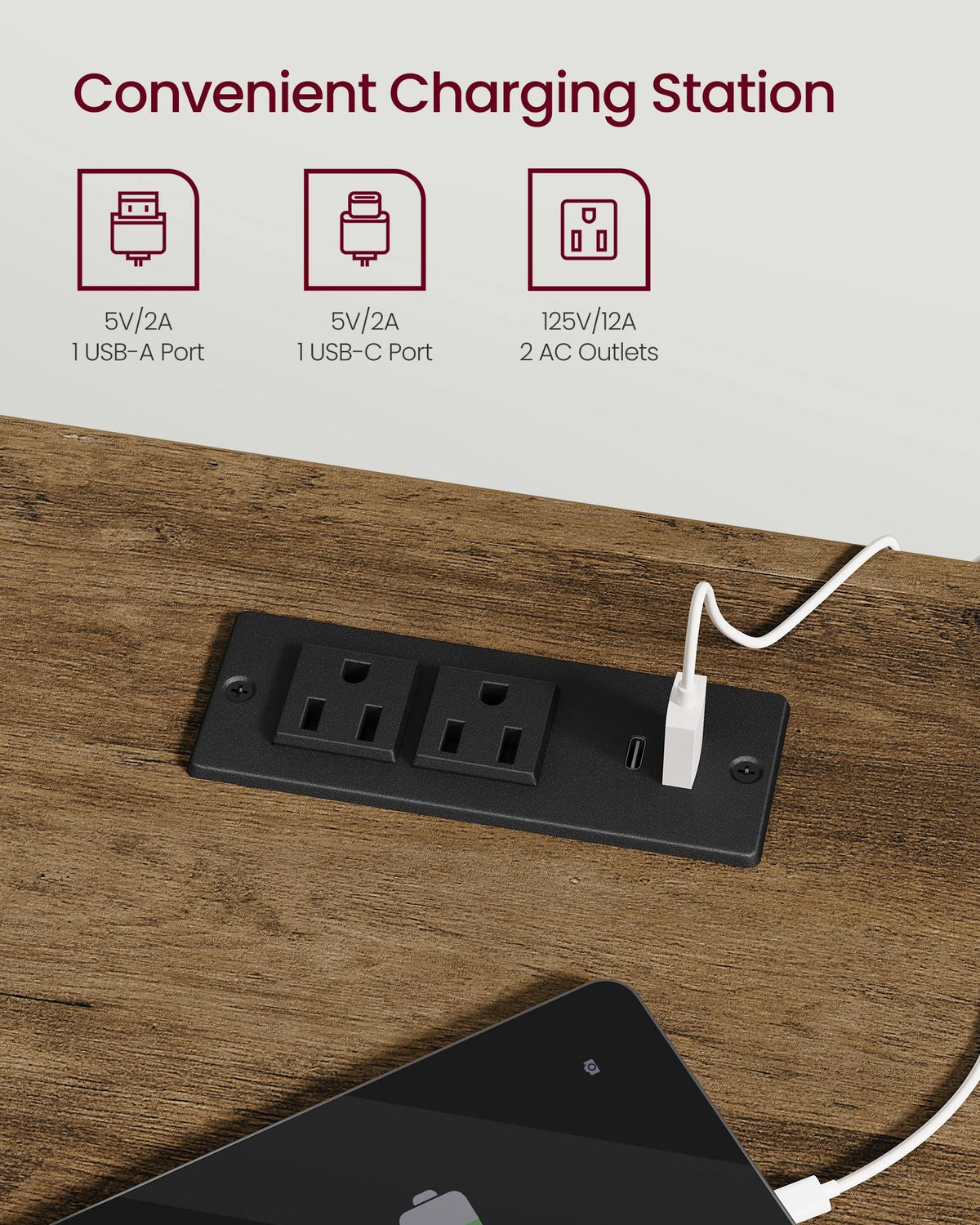 Nightstands With Charging Station, Set Of 1 Or 2 Bedside Tables - product photo 37