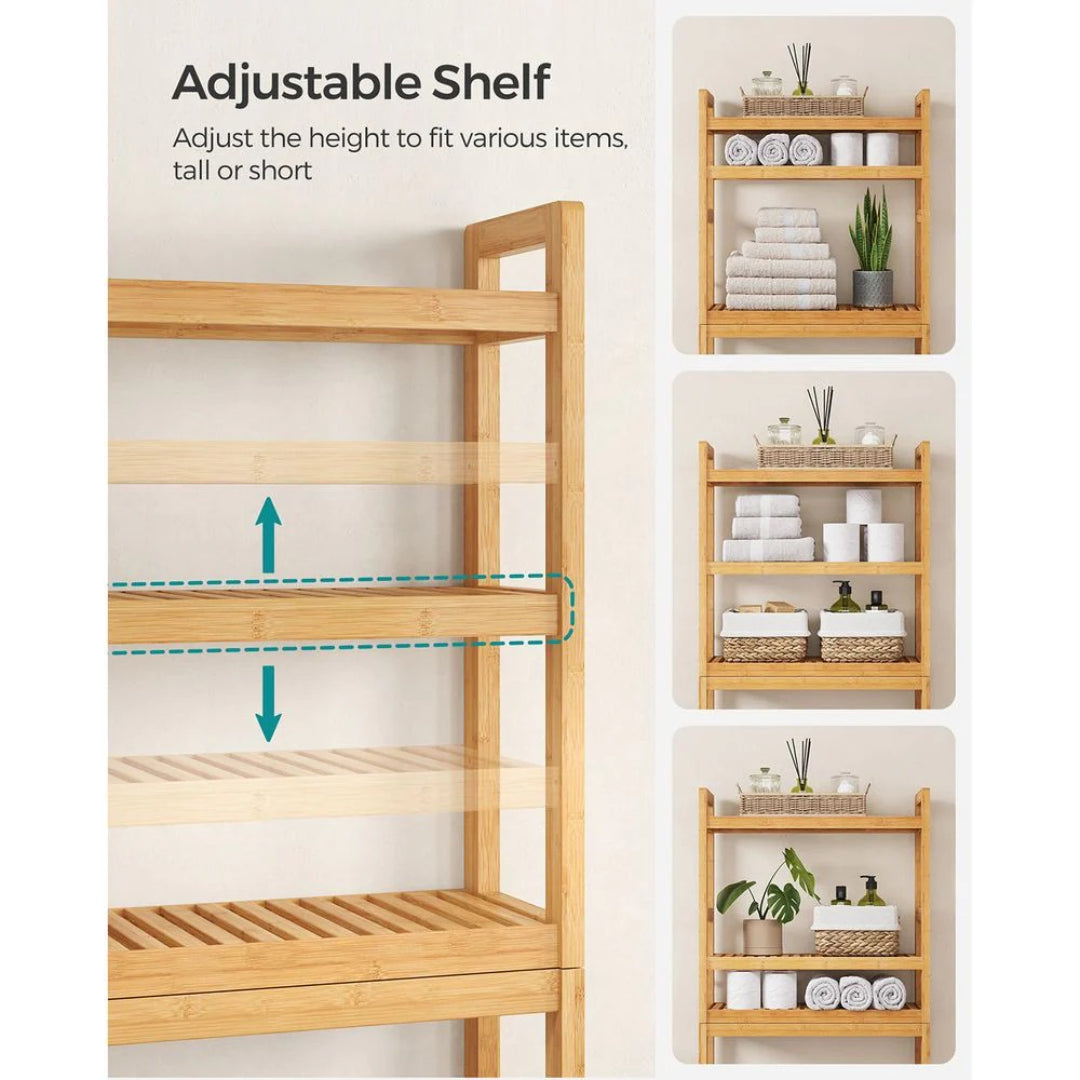 Over Toilet Bathroom Organizer 3-Tier Bamboo Shelf 66.9in High – product view 9 | Ridgefield Furniture