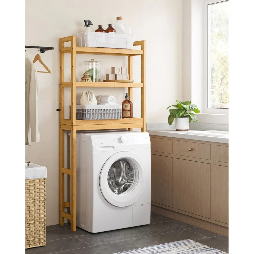 Over Toilet Bathroom Organizer 3-Tier Bamboo Shelf 66.9in High – product view 15 | Ridgefield Furniture