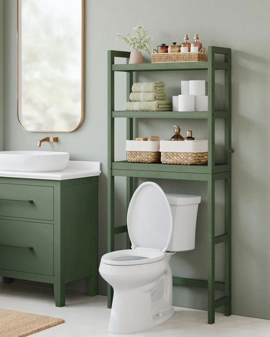 Over Toilet Bathroom Organizer 3-Tier Bamboo Shelf 66.9in High – product view 18 | Ridgefield Furniture
