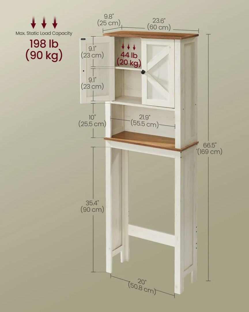 Over Toilet Storage Cabinet With Barn Doors Adjustable Shelf – product view 6 | Ridgefield Furniture