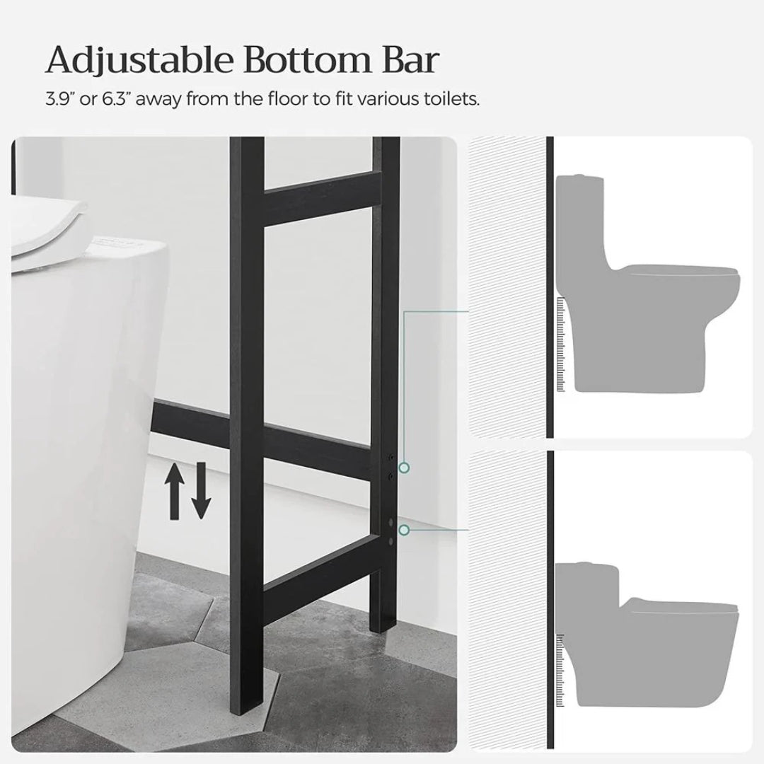 Over Toilet Storage Organizer With Shelves Hooks And Holder – product view 7 | Ridgefield Furniture