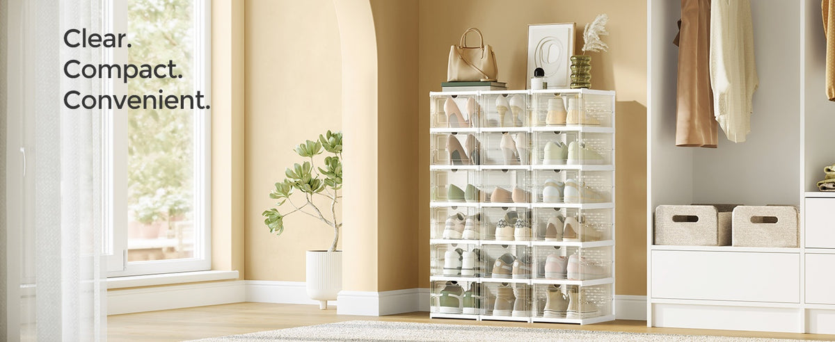 Pack Of 12 Or 18 Stackable Shoe Boxes With Clear Doors, Space Saving - product photo 50