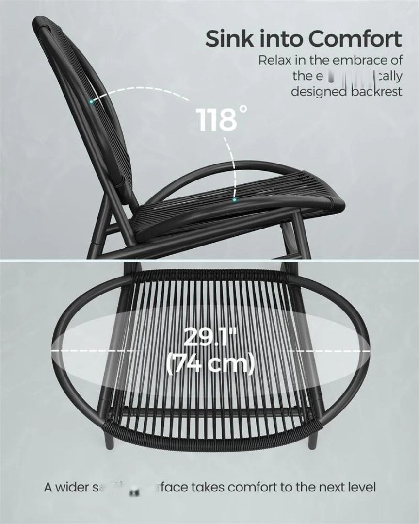 Patio Furniture Set 3 Piece Outdoor Chairs With Table 29.1in Wide – product view 6 | Ridgefield Furniture