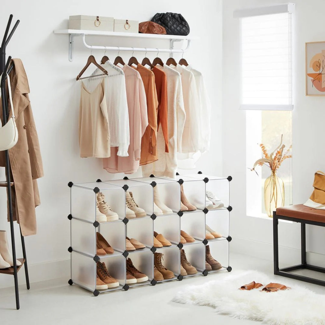 Plastic Shoe Storage Organizer 15 Or 28 Slot Stackable – product view 7 | Ridgefield Furniture