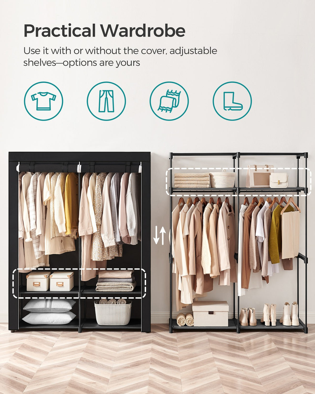 Portable Closet Wardrobe 55.1 X 16.9 X 68.5 Inches - product photo 04