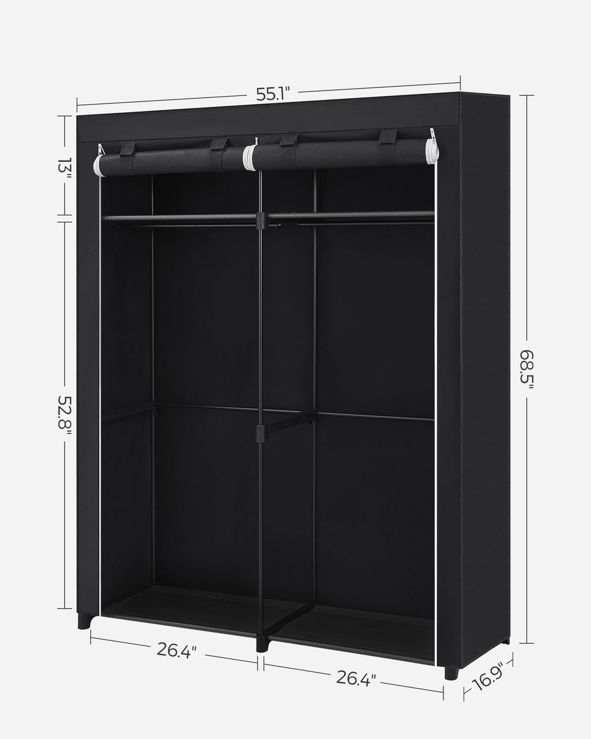Portable Closet Wardrobe 55.1 X 16.9 X 68.5 Inches - product photo 08