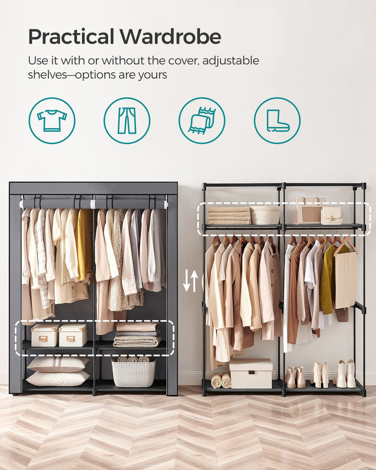 Portable Closet Wardrobe 55.1 X 16.9 X 68.5 Inches - product photo 12