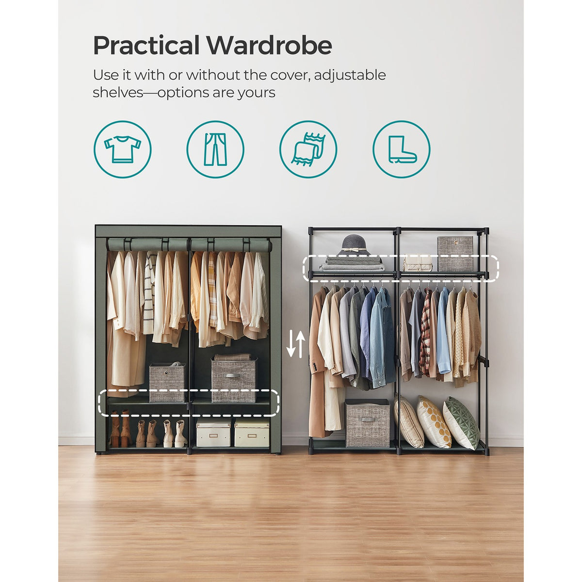 Portable Closet Wardrobe 55.1 X 16.9 X 68.5 Inches - product photo 19