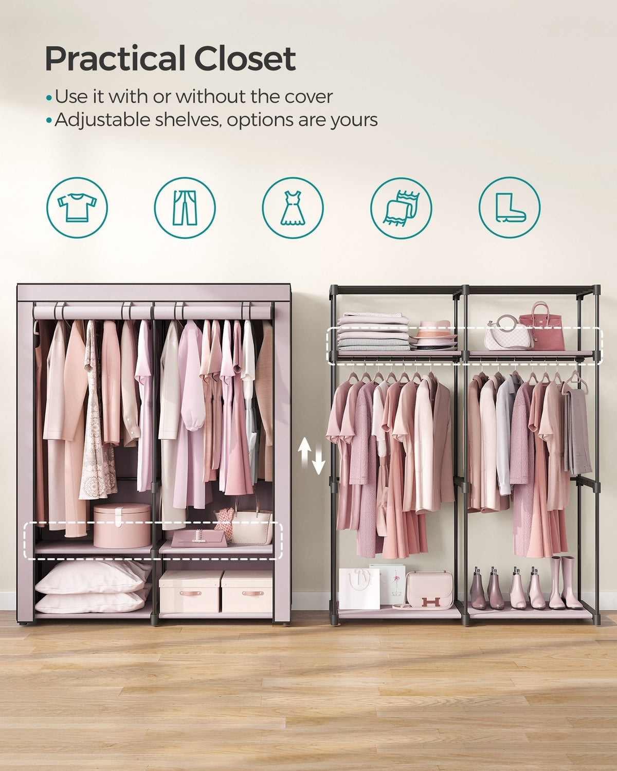 Portable Closet Wardrobe 55.1 X 16.9 X 68.5 Inches - product photo 37