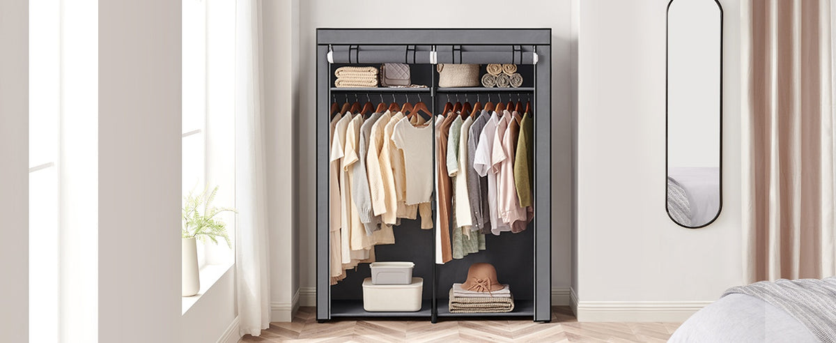 Portable Closet Wardrobe With Hanging Rails, 55.1 x 16.9 x 68.5 Inch - product photo 56