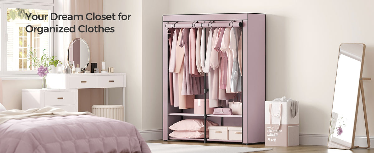 Portable Closet Wardrobe With Hanging Rails, 55.1 x 16.9 x 68.5 Inch - product photo 57