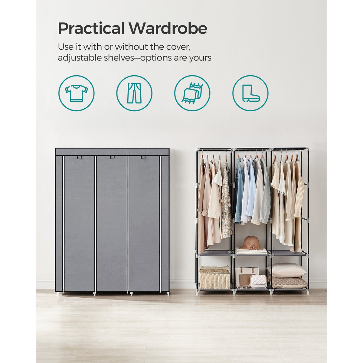 Portable Closet With 3 Shelves - product photo 03