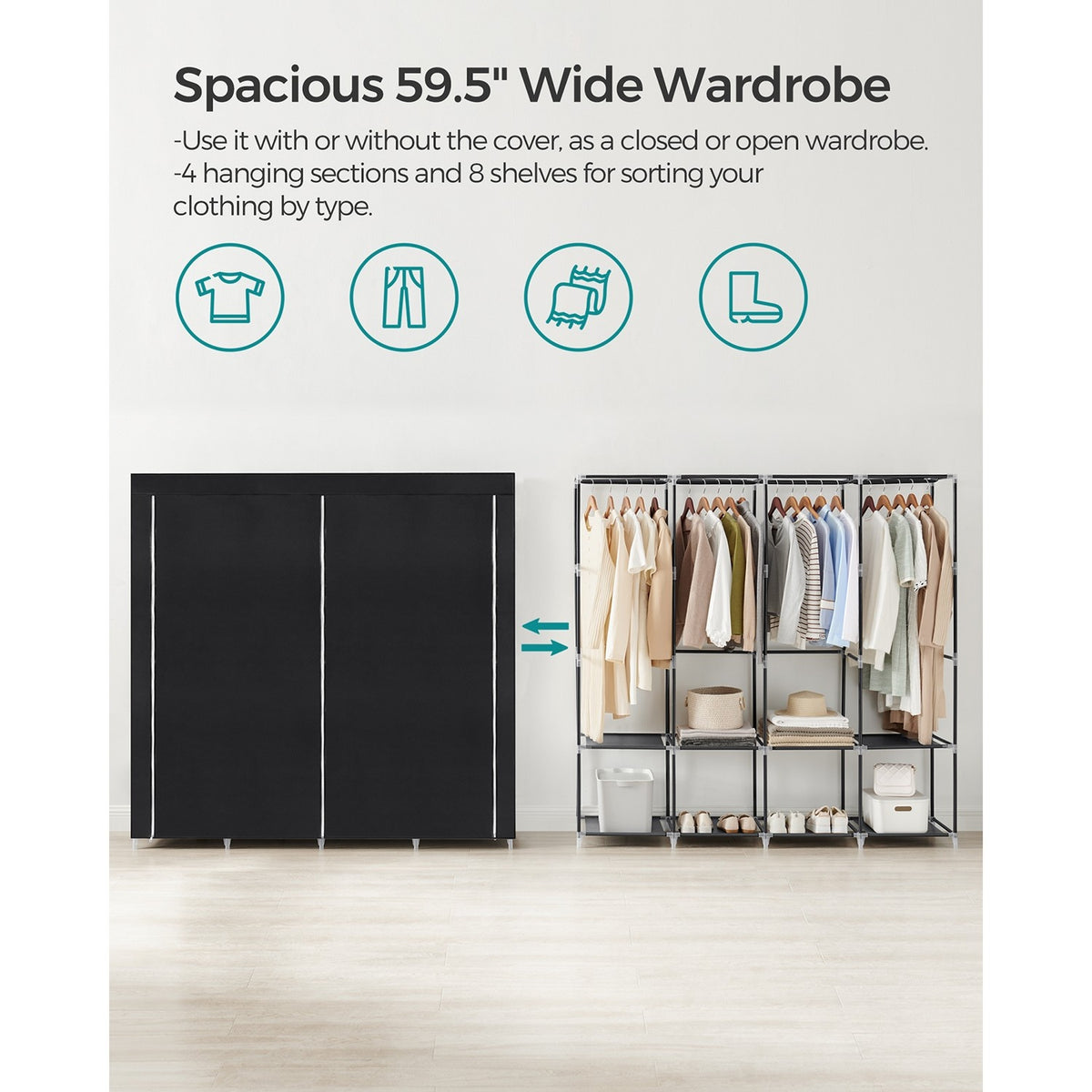 Portable Closet With 3 Shelves - product photo 32