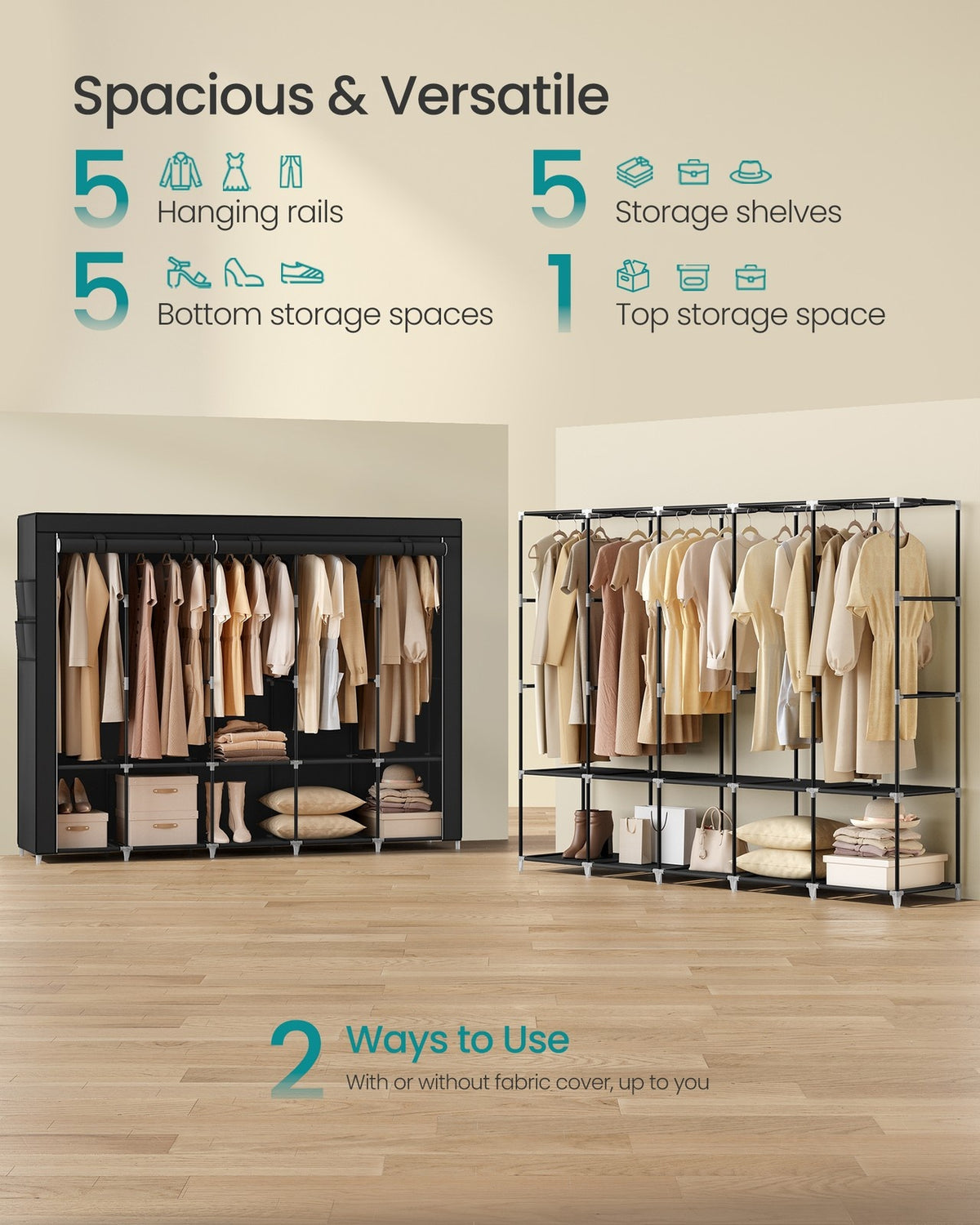 Portable Closet With 3 Shelves - product photo 58