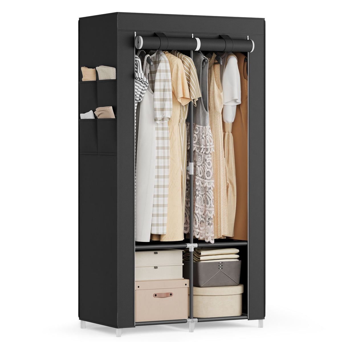 Portable Closet With Shelves And Side Pockets, 33.9 To 66.9 Inch Wide - product photo 68
