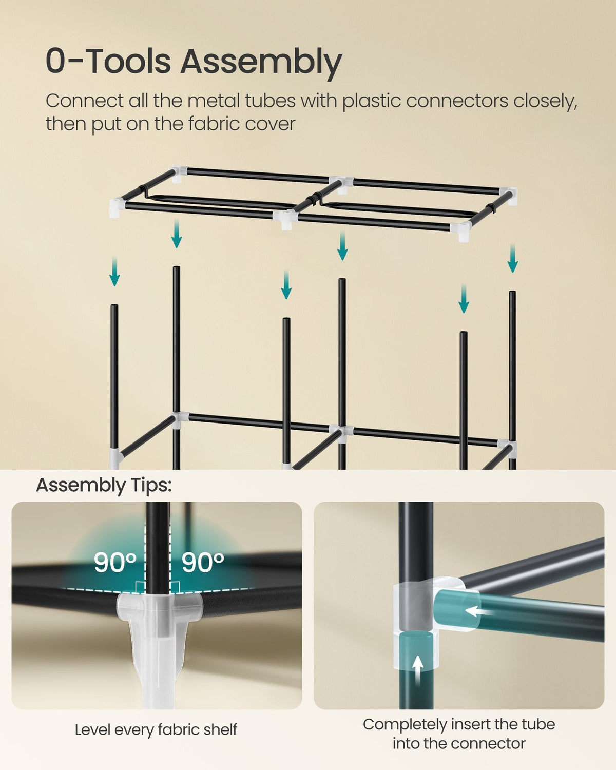 Portable Closet With Shelves And Side Pockets, 33.9 To 66.9 Inch Wide - product photo 72