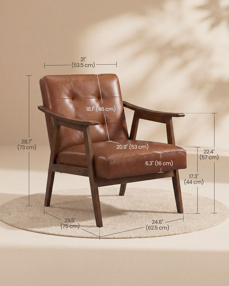PU Leather Accent Chair For Living Room Bedroom Or Office - product photo 06