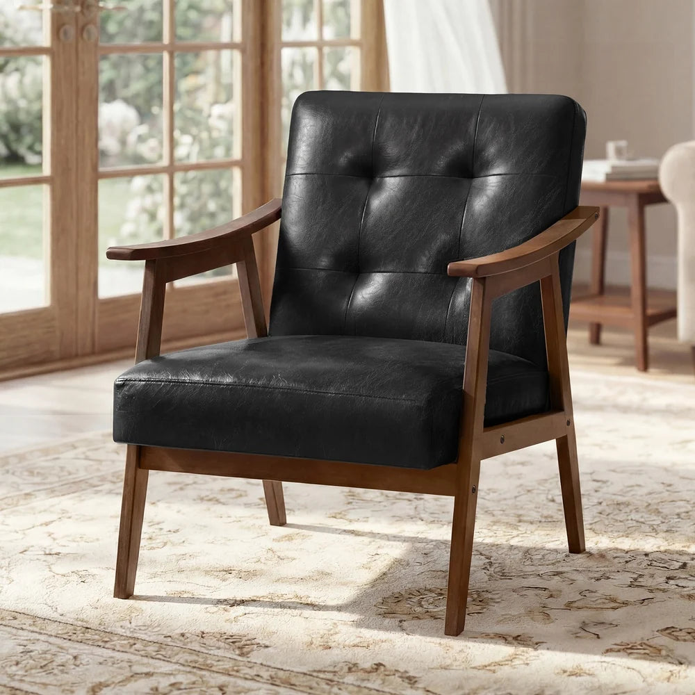 PU Leather Accent Chair For Living Room Bedroom Or Office - ULYY200BZ01S