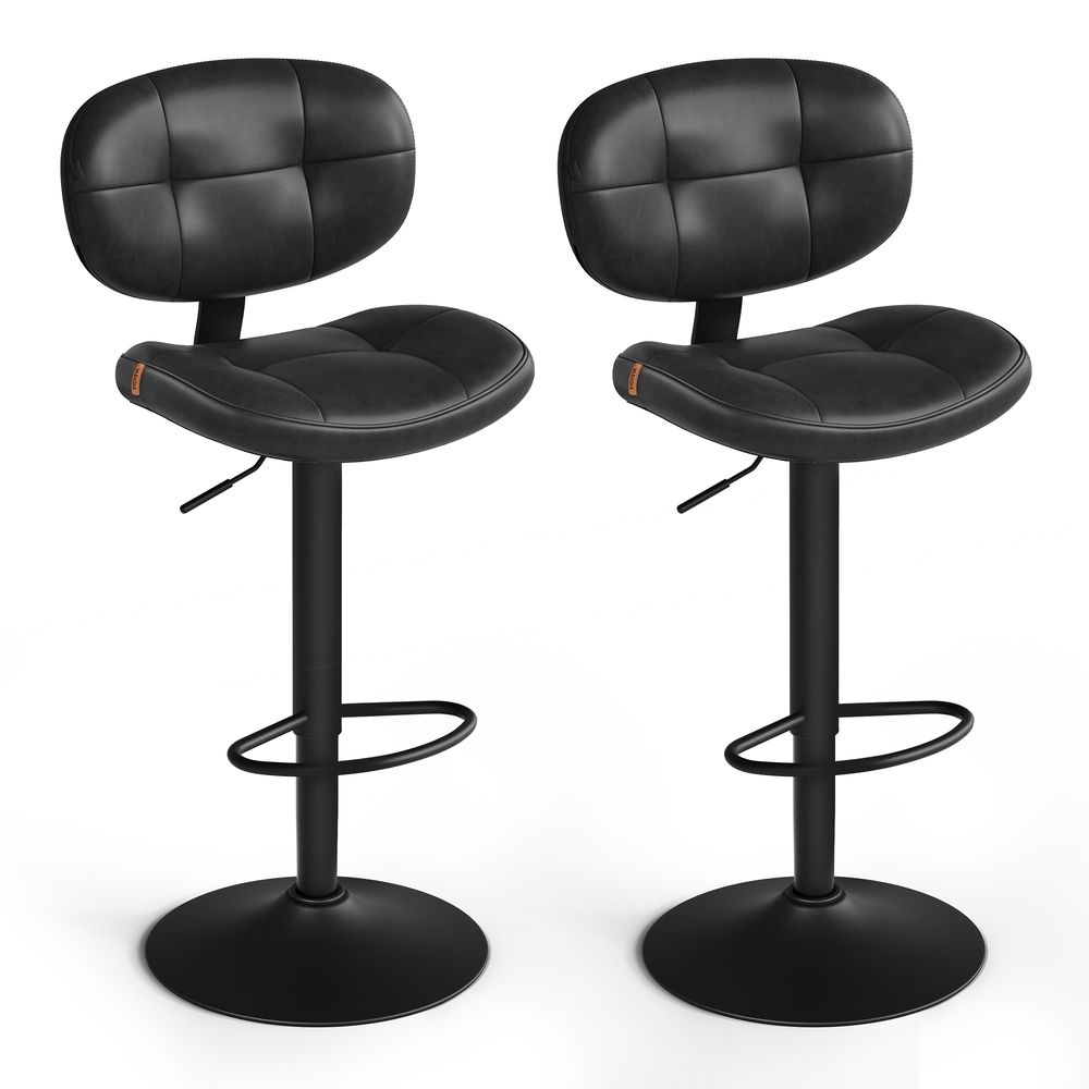 PU Leather Swivel Bar Stools With Back And Footrest - product photo 01