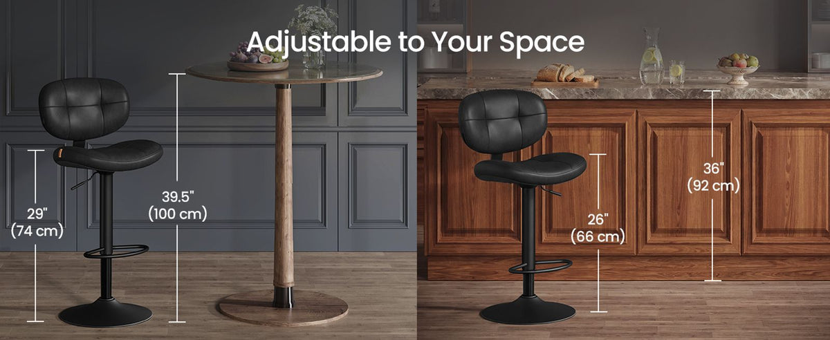 PU Leather Swivel Bar Stools With Back And Footrest - product photo 13
