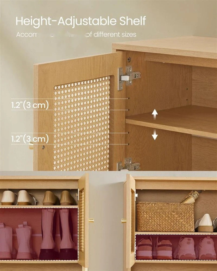 Rattan 3-Tier Shoe Cabinet with Adjustable Shelf – product view 11 | Ridgefield Furniture