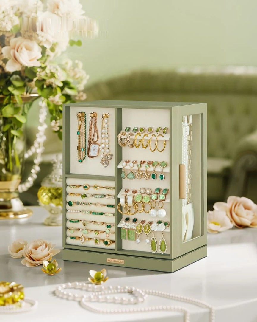 Rotating Jewelry Box Organizer With 5 Drawers And Hooks – product view 14 | Ridgefield Furniture