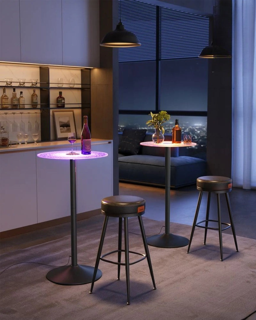 Round Cocktail Table with RGB Lights and Glass Top – product view 2 | Ridgefield Furniture