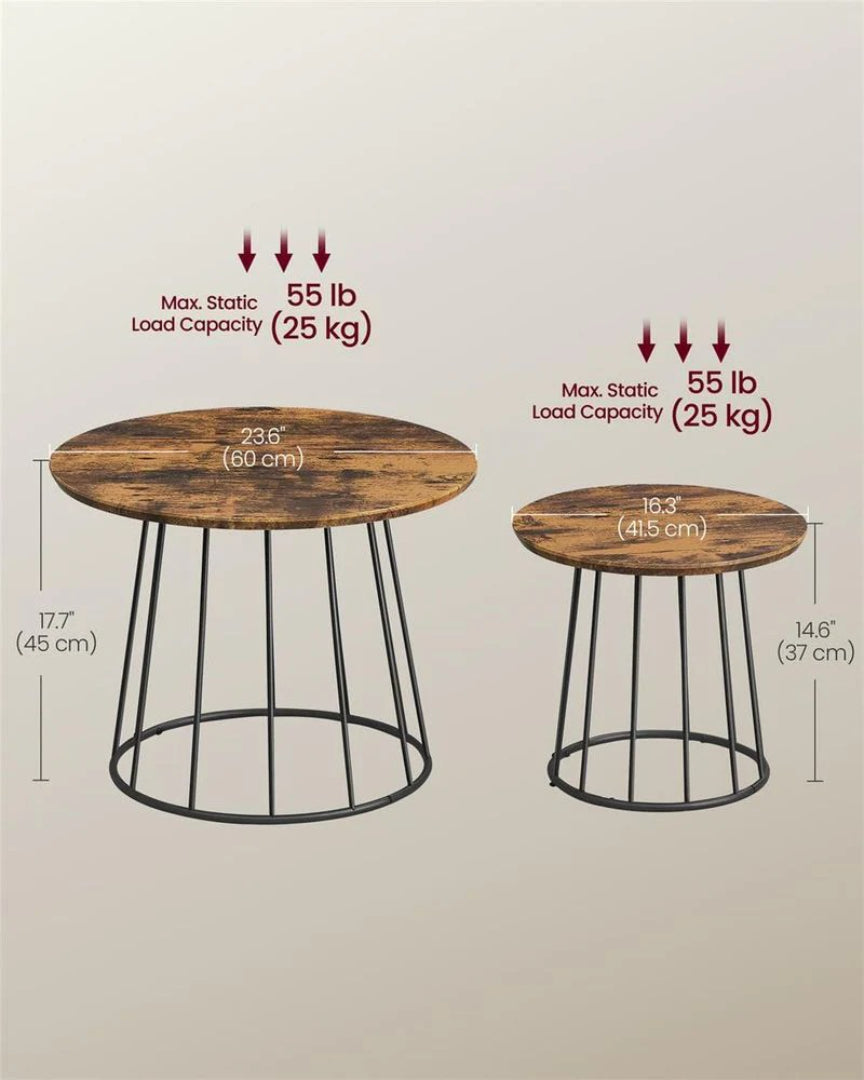 Round Coffee Table Set of 2 with Steel Frame – product view 6 | Ridgefield Furniture