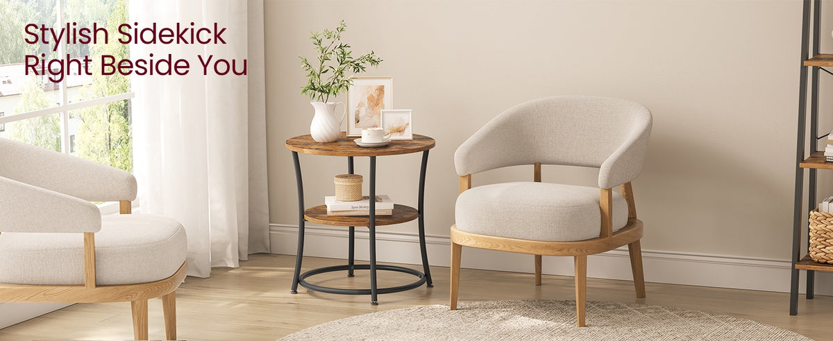 Round End Table With 2 Shelves, 3 Tier Side Table For Living Room - product photo 57