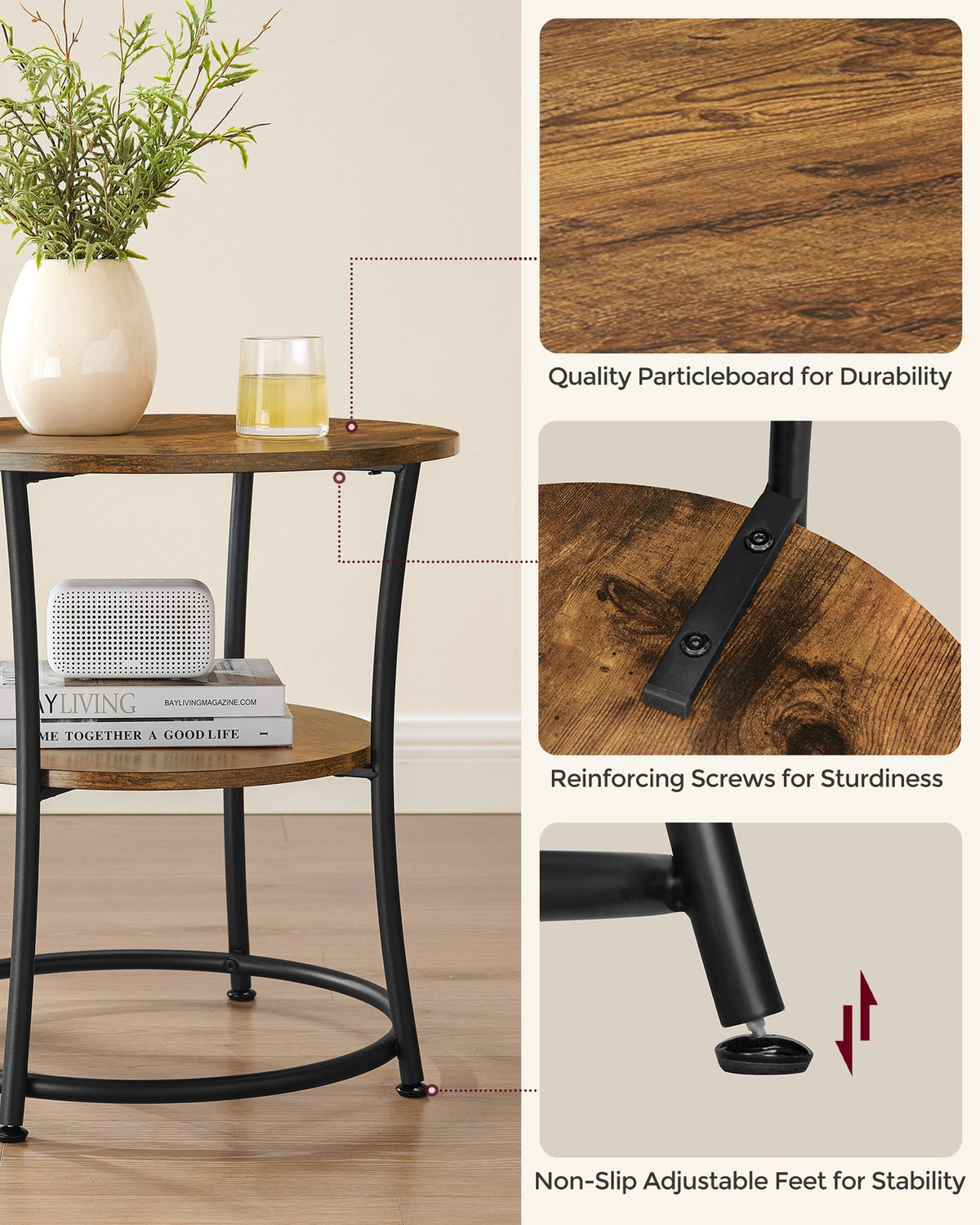 Round End Table With 2 Shelves - product photo 11