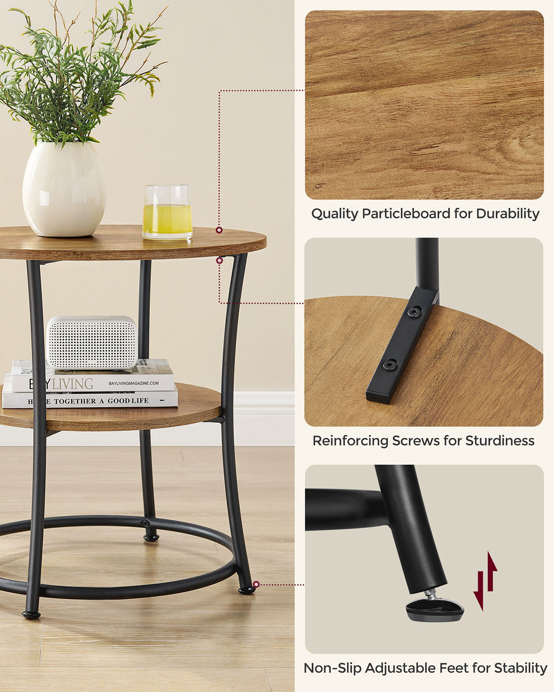 Round End Table With 2 Shelves - product photo 17