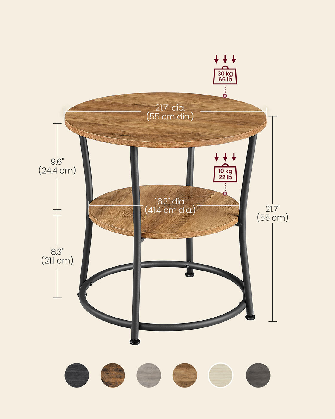 Round End Table With 2 Shelves - product photo 18