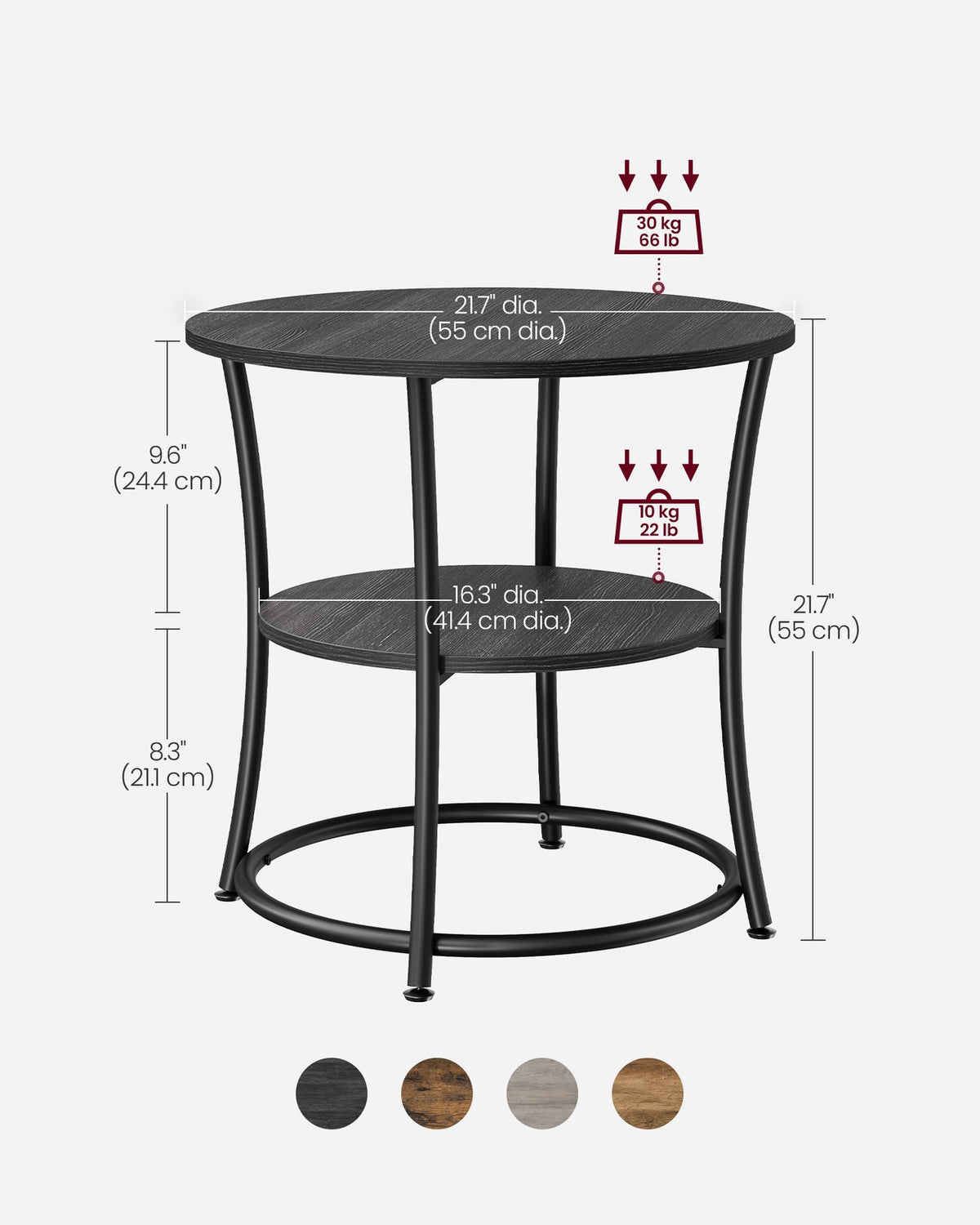 Round End Table With 2 Shelves - product photo 25