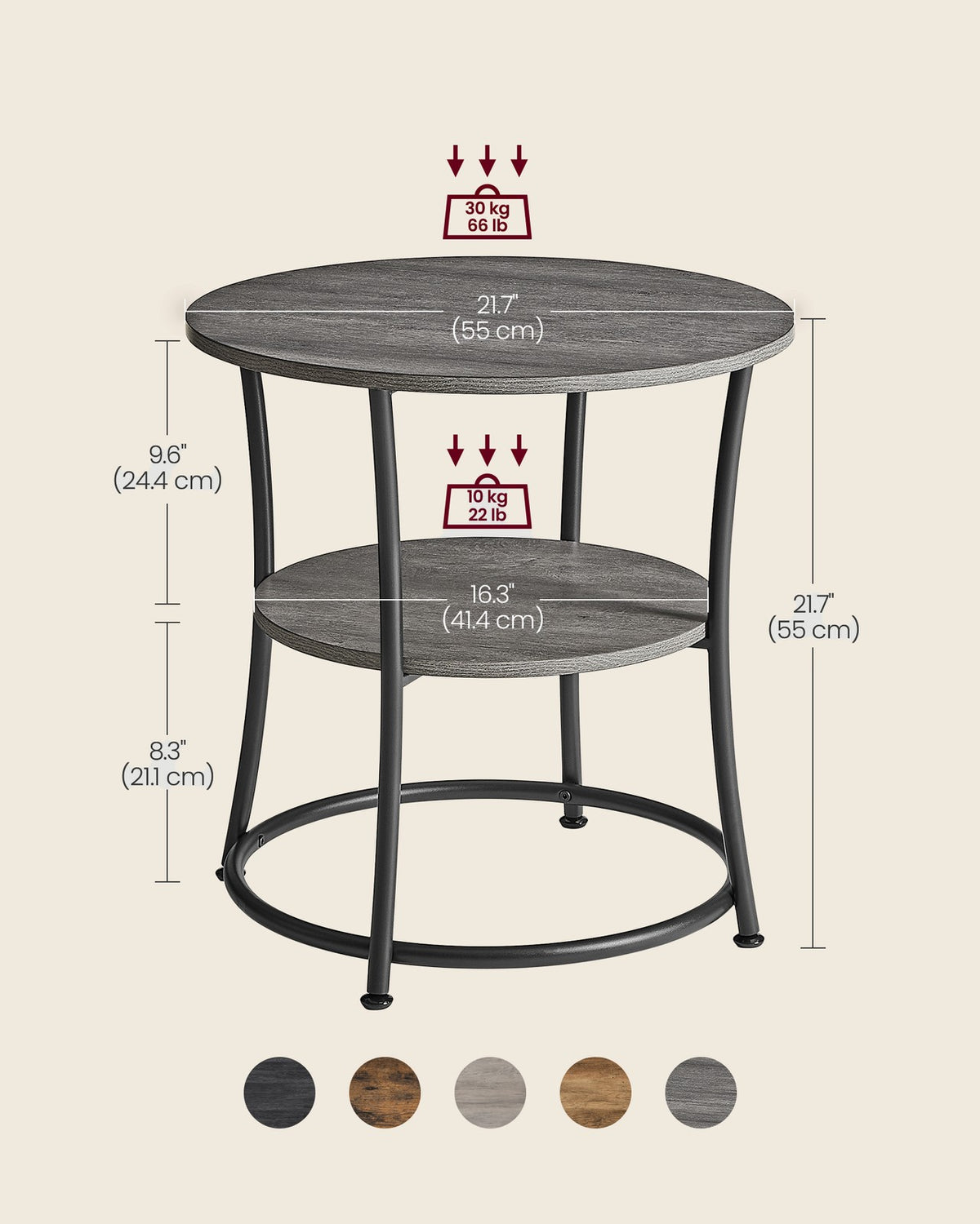 Round End Table With 2 Shelves - product photo 32