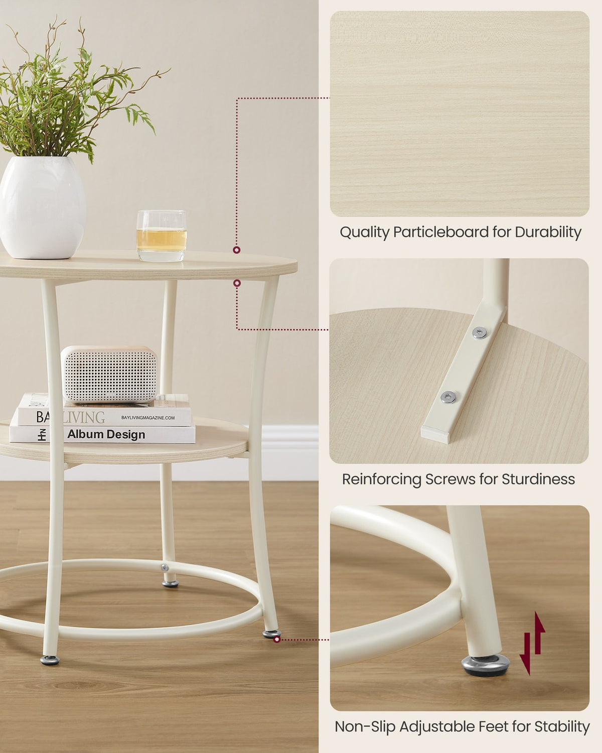 Round End Table With 2 Shelves - product photo 38