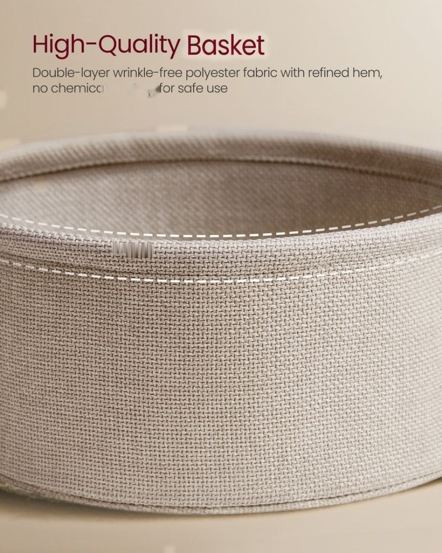 Round Nightstand With Fabric Basket Modern Bedside Table – product view 44 | Ridgefield Furniture