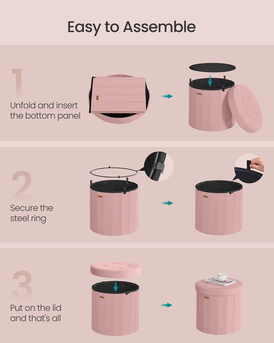 Round Storage Ottoman With Removable Lid - product photo 12