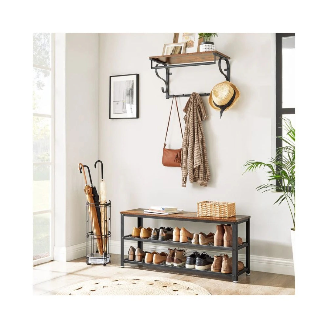 3 Tier Shoe Storage Bench With Metal Shelves – product view 7 | Ridgefield Furniture